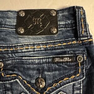 Miss Me Mid Rise‎ Boot Cut Embellished Jeans Dark Wash Denim Size 30